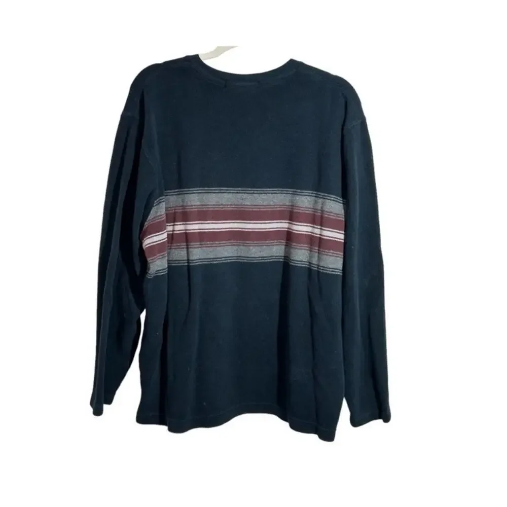 Banana Republic 100% Cotton V Neck Blue Striped Sweater Men's XL Pullover